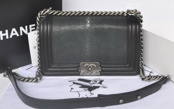 Boy Chanel Flap Shoulder Bag Pearl Leather A66230 Black Boy Chanel Flap Shoulder Bag Pearl Leather A66230 Black