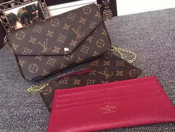 Louis Vuitton Monogram Canvas Felicie Chain Wallet M61276 Burgundy Louis Vuitton Monogram Canvas Felicie Chain Wallet M61276 Burgundy