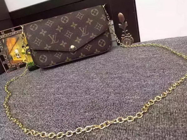 Louis Vuitton Monogram Canvas Felicie Chain Wallet M61276 Rose Louis Vuitton Monogram Canvas Felicie Chain Wallet M61276 Rose