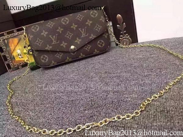 Louis Vuitton Monogram Canvas Felicie Chain Wallet M61276 Rose Louis Vuitton Monogram Canvas Felicie Chain Wallet M61276 Rose