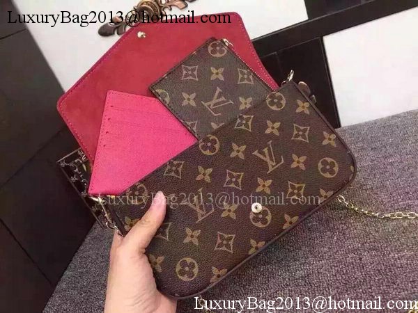 Louis Vuitton Monogram Canvas Felicie Chain Wallet M61276 Rose Louis Vuitton Monogram Canvas Felicie Chain Wallet M61276 Rose