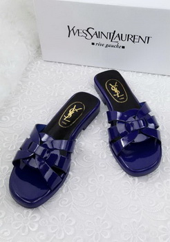 Yves Saint Laurent Patent Leather Slipper YSL287 Blue Yves Saint Laurent Patent Leather Slipper YSL287 Blue