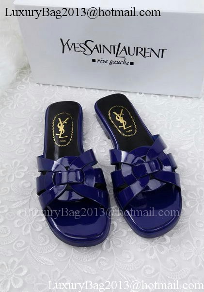 Yves Saint Laurent Patent Leather Slipper YSL287 Blue Yves Saint Laurent Patent Leather Slipper YSL287 Blue