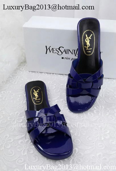 Yves Saint Laurent Patent Leather Slipper YSL287 Blue Yves Saint Laurent Patent Leather Slipper YSL287 Blue