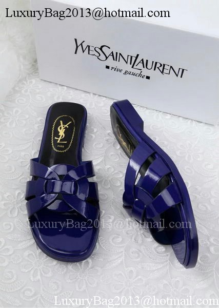 Yves Saint Laurent Patent Leather Slipper YSL287 Blue Yves Saint Laurent Patent Leather Slipper YSL287 Blue