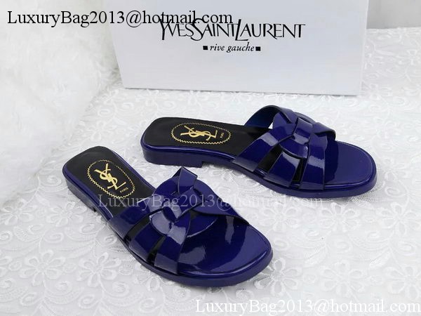 Yves Saint Laurent Patent Leather Slipper YSL287 Blue Yves Saint Laurent Patent Leather Slipper YSL287 Blue