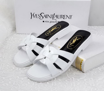 Yves Saint Laurent Patent Leather Slipper YSL287 White Yves Saint Laurent Patent Leather Slipper YSL287 White