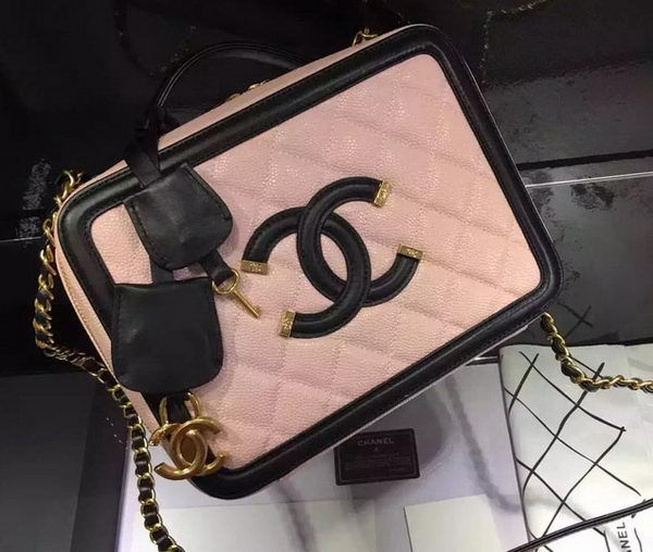 Chanel Shoulder Bag Original Calfskin Leather CHA6678 Pink&Black Chanel Shoulder Bag Original Calfskin Leather CHA6678 Pink&Black