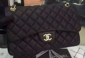 Chanel Classic Flap Bag Black Original Deerskin Leather CHA5212 Gold Chanel Classic Flap Bag Black Original Deerskin Leather CHA5212 Gold