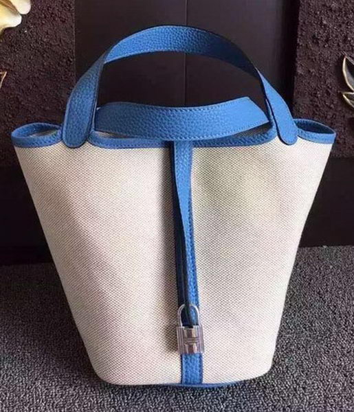 Hermes Picotin Lock 18cm Bag Canvas HPL8618T Blue Hermes Picotin Lock 18cm Bag Canvas HPL8618T Blue