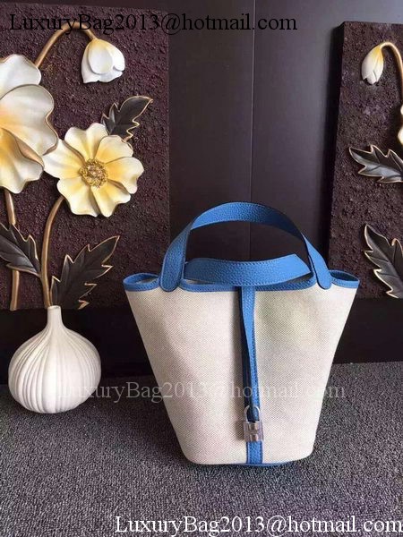 Hermes Picotin Lock 18cm Bag Canvas HPL8618T Blue Hermes Picotin Lock 18cm Bag Canvas HPL8618T Blue