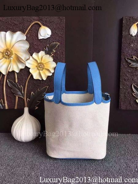 Hermes Picotin Lock 18cm Bag Canvas HPL8618T Blue Hermes Picotin Lock 18cm Bag Canvas HPL8618T Blue