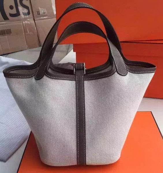 Hermes Picotin Lock 18cm Bag Canvas HPL8618T Dark Grey Hermes Picotin Lock 18cm Bag Canvas HPL8618T Dark Grey