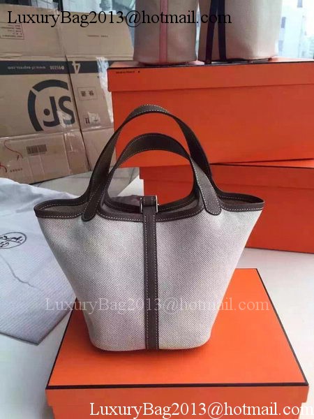 Hermes Picotin Lock 18cm Bag Canvas HPL8618T Dark Grey Hermes Picotin Lock 18cm Bag Canvas HPL8618T Dark Grey