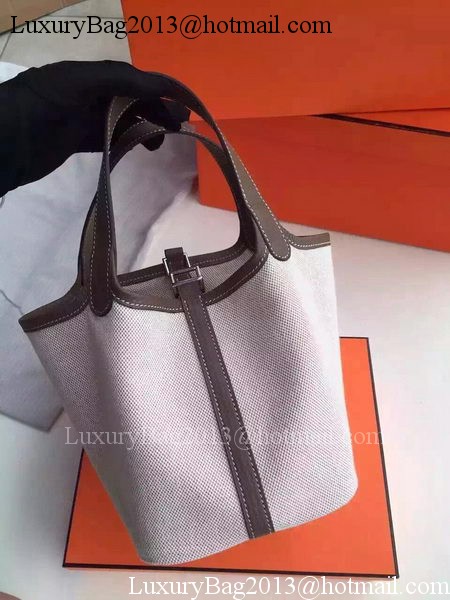Hermes Picotin Lock 18cm Bag Canvas HPL8618T Dark Grey Hermes Picotin Lock 18cm Bag Canvas HPL8618T Dark Grey