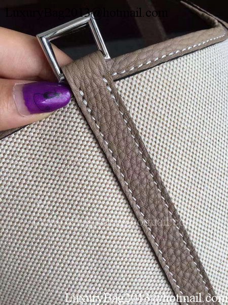 Hermes Picotin Lock 18cm Bag Canvas HPL8618T Grey Hermes Picotin Lock 18cm Bag Canvas HPL8618T Grey