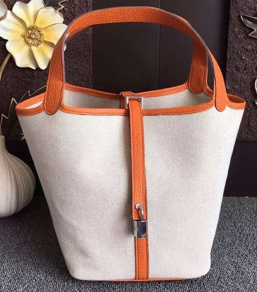 Hermes Picotin Lock 18cm Bag Canvas HPL8618T Orange Hermes Picotin Lock 18cm Bag Canvas HPL8618T Orange