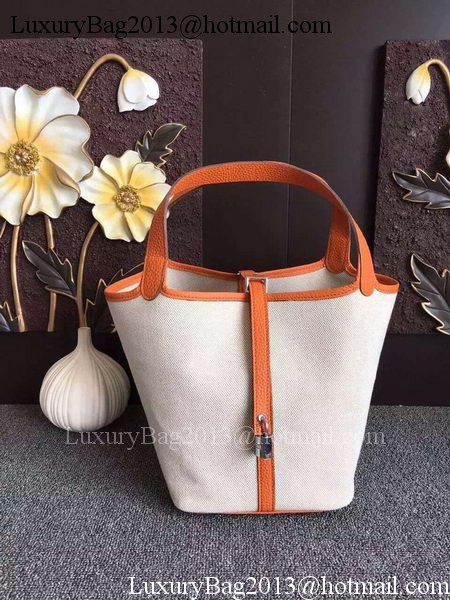 Hermes Picotin Lock 18cm Bag Canvas HPL8618T Orange Hermes Picotin Lock 18cm Bag Canvas HPL8618T Orange
