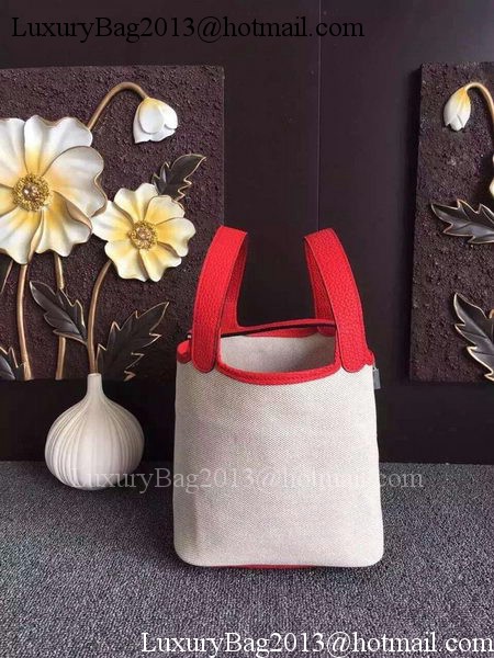 Hermes Picotin Lock 18cm Bag Canvas HPL8618T Red Hermes Picotin Lock 18cm Bag Canvas HPL8618T Red
