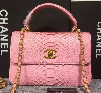 Chanel Classic Top Flap Bag Original Snake Leather A90095 Pink Chanel Classic Top Flap Bag Original Snake Leather A90095 Pink