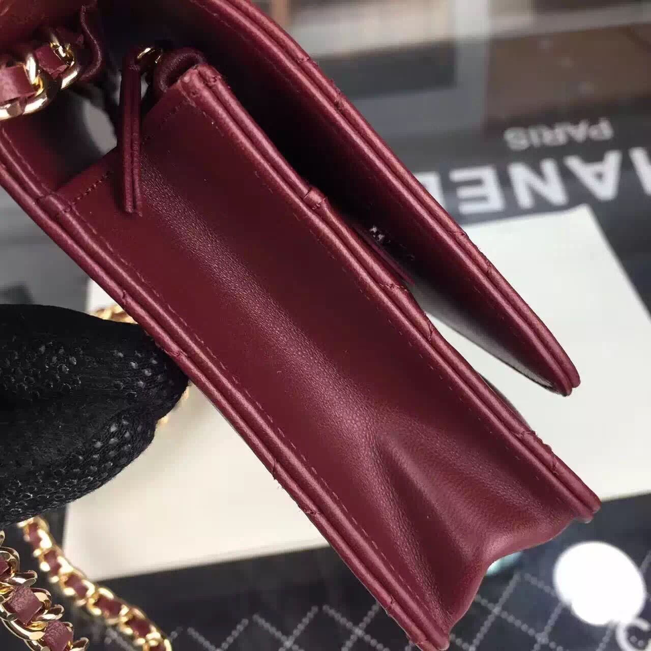 Chanel WOC mini Flap Bag Original Lambskin Leather A5373 Burgundy Chanel WOC mini Flap Bag Original Lambskin Leather A5373 Burgundy