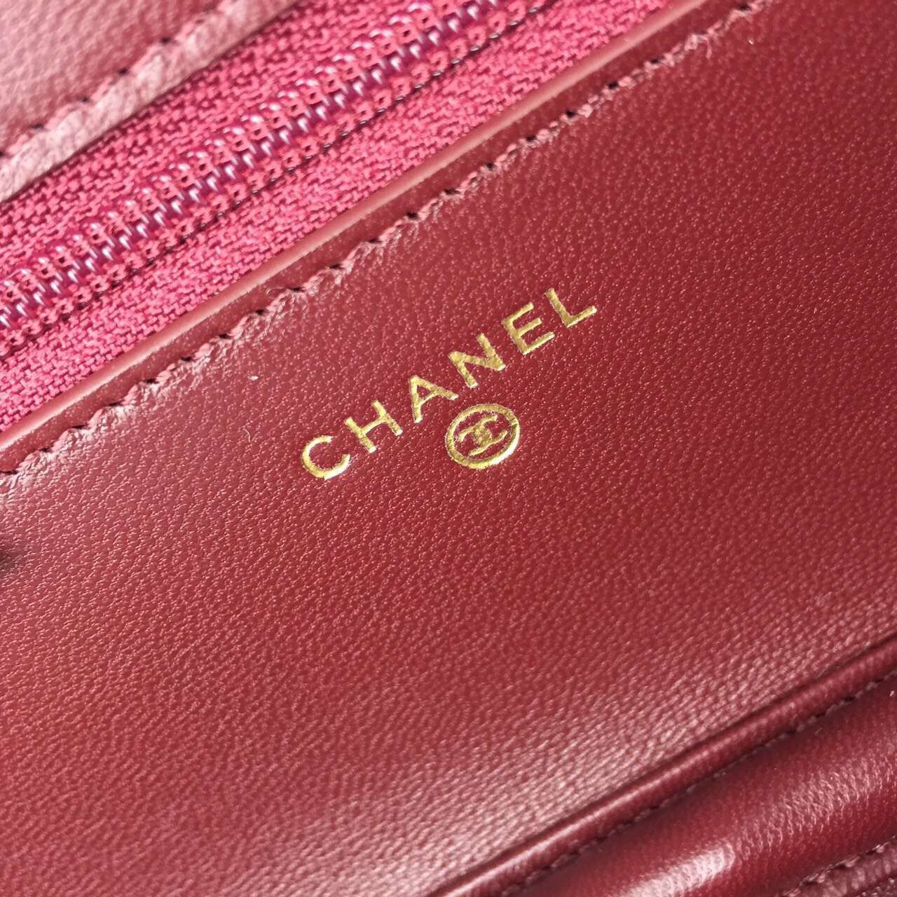 Chanel WOC mini Flap Bag Original Lambskin Leather A5373 Burgundy Chanel WOC mini Flap Bag Original Lambskin Leather A5373 Burgundy