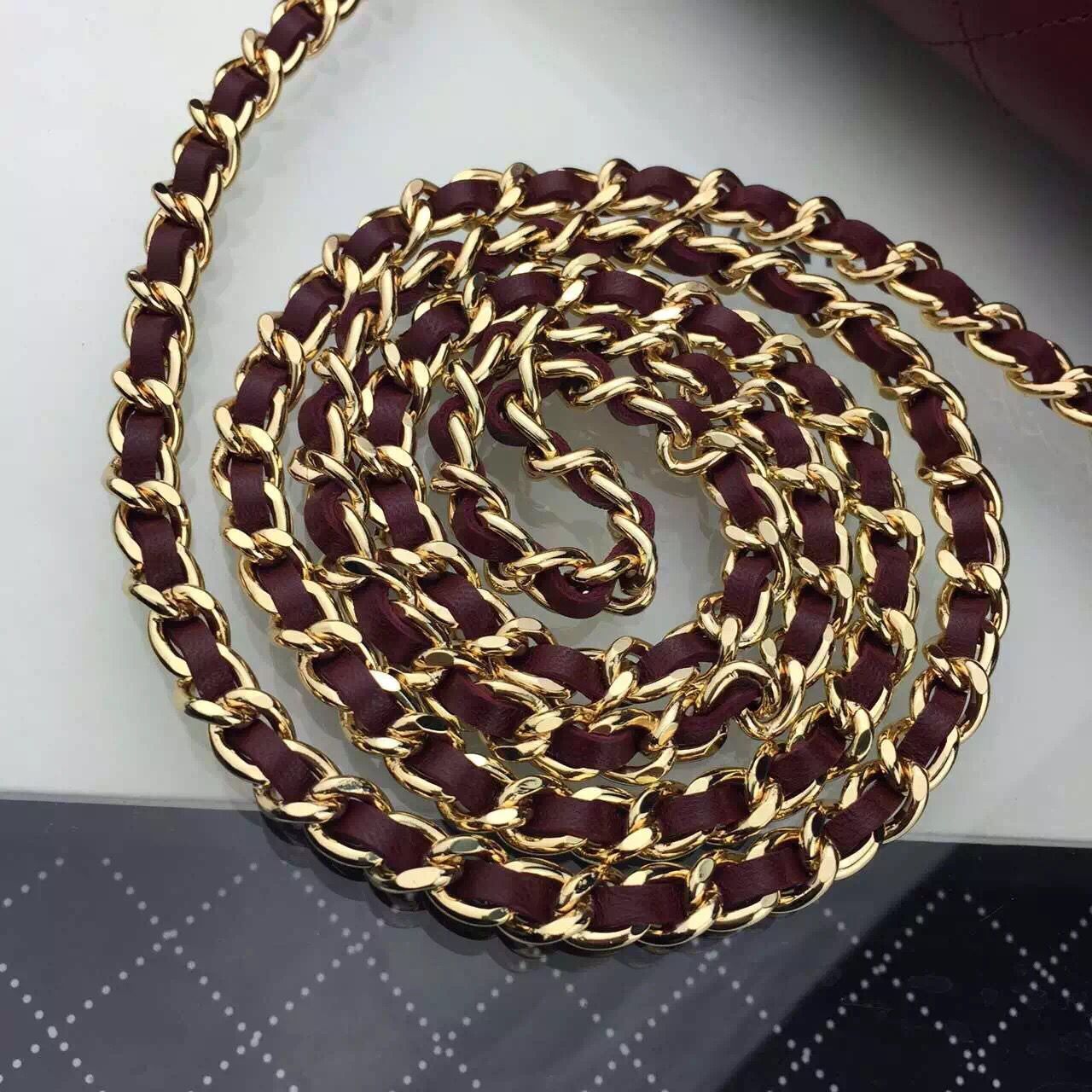 Chanel WOC mini Flap Bag Original Lambskin Leather A5373 Burgundy Chanel WOC mini Flap Bag Original Lambskin Leather A5373 Burgundy