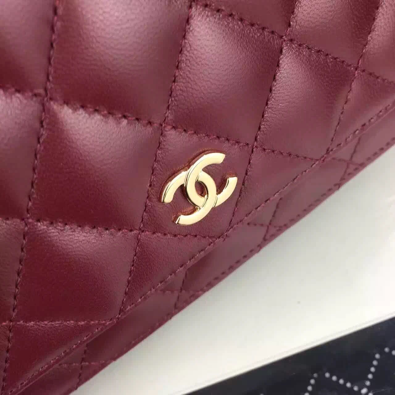 Chanel WOC mini Flap Bag Original Lambskin Leather A5373 Burgundy Chanel WOC mini Flap Bag Original Lambskin Leather A5373 Burgundy