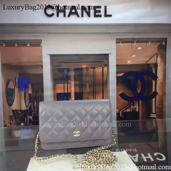 Chanel WOC mini Flap Bag Grey Sheepskin A5373 Gold Chanel WOC mini Flap Bag Grey Sheepskin A5373 Gold