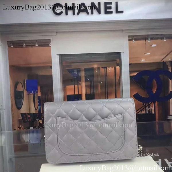 Chanel WOC mini Flap Bag Grey Sheepskin A5373 Gold Chanel WOC mini Flap Bag Grey Sheepskin A5373 Gold