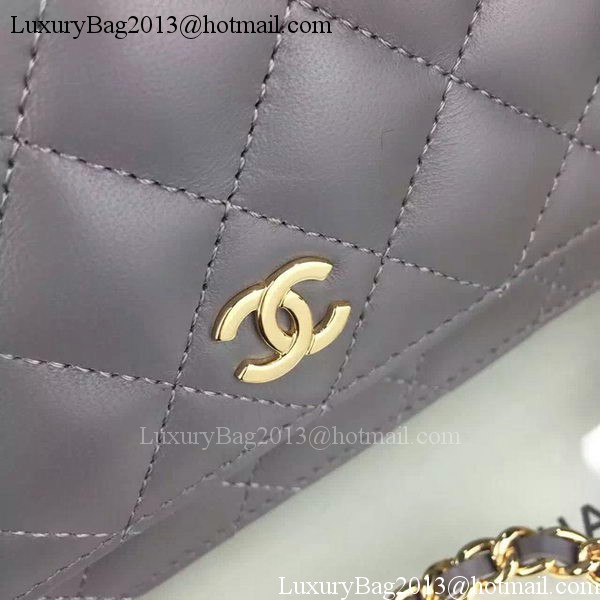 Chanel WOC mini Flap Bag Grey Sheepskin A5373 Gold Chanel WOC mini Flap Bag Grey Sheepskin A5373 Gold