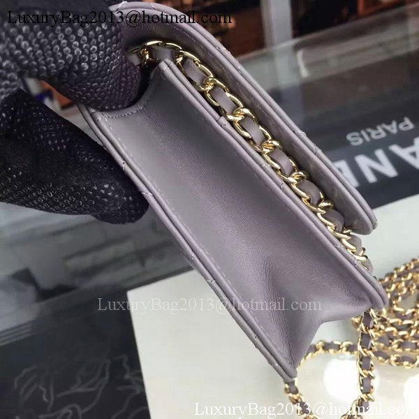 Chanel WOC mini Flap Bag Grey Sheepskin A5373 Gold Chanel WOC mini Flap Bag Grey Sheepskin A5373 Gold