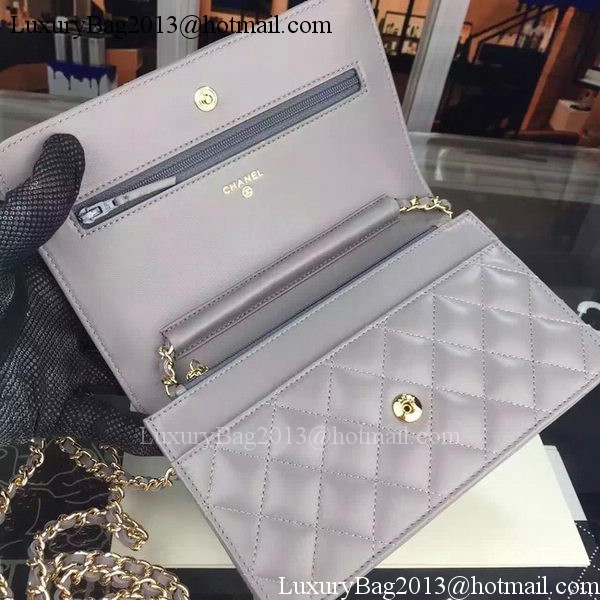 Chanel WOC mini Flap Bag Grey Sheepskin A5373 Gold Chanel WOC mini Flap Bag Grey Sheepskin A5373 Gold