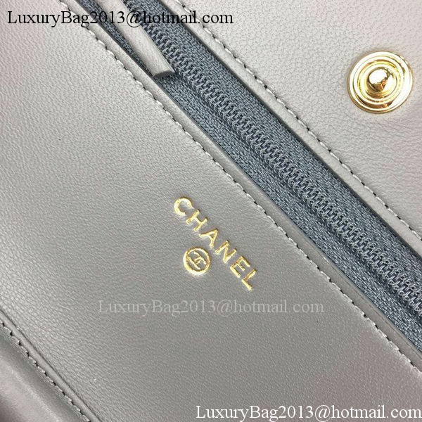 Chanel WOC mini Flap Bag Grey Sheepskin A5373 Gold Chanel WOC mini Flap Bag Grey Sheepskin A5373 Gold