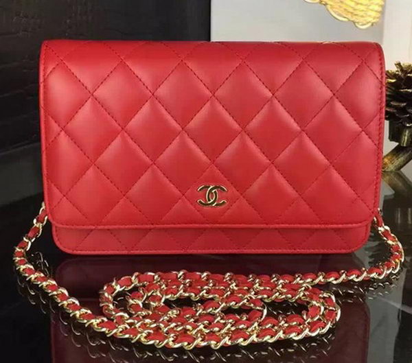 Chanel WOC mini Flap Bag Red Sheepskin A5373 Gold Chanel WOC mini Flap Bag Red Sheepskin A5373 Gold