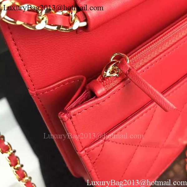 Chanel WOC mini Flap Bag Red Sheepskin A5373 Gold Chanel WOC mini Flap Bag Red Sheepskin A5373 Gold