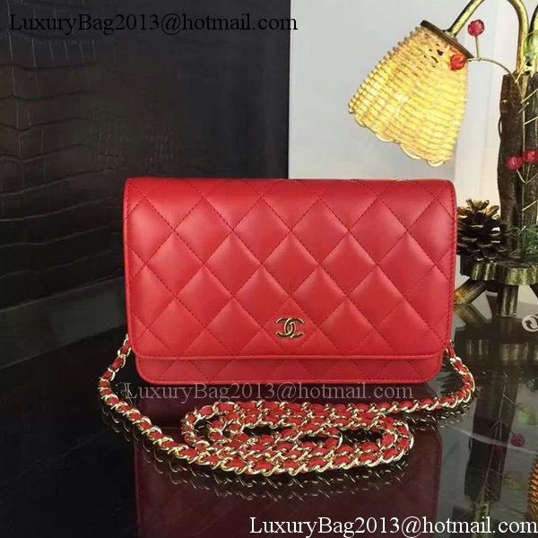 Chanel WOC mini Flap Bag Red Sheepskin A5373 Gold Chanel WOC mini Flap Bag Red Sheepskin A5373 Gold
