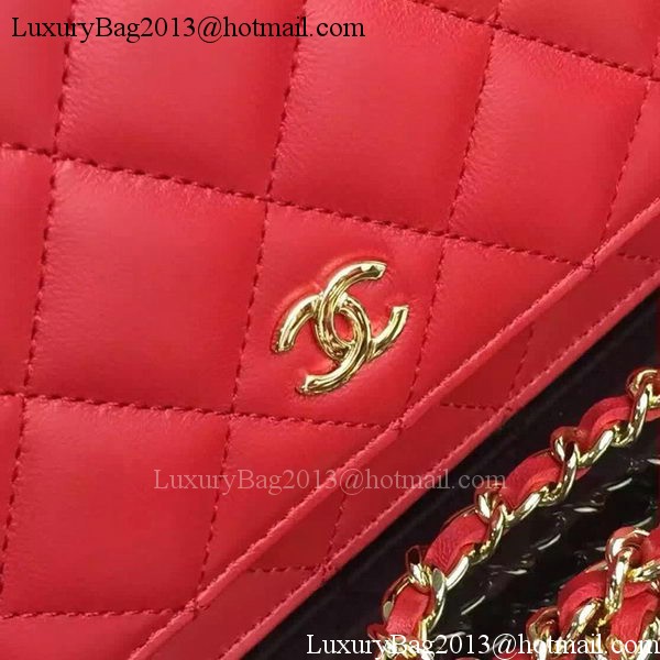 Chanel WOC mini Flap Bag Red Sheepskin A5373 Gold Chanel WOC mini Flap Bag Red Sheepskin A5373 Gold