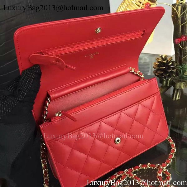 Chanel WOC mini Flap Bag Red Sheepskin A5373 Gold Chanel WOC mini Flap Bag Red Sheepskin A5373 Gold