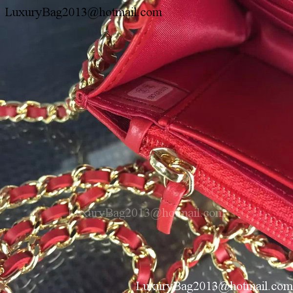 Chanel WOC mini Flap Bag Red Sheepskin A5373 Gold Chanel WOC mini Flap Bag Red Sheepskin A5373 Gold