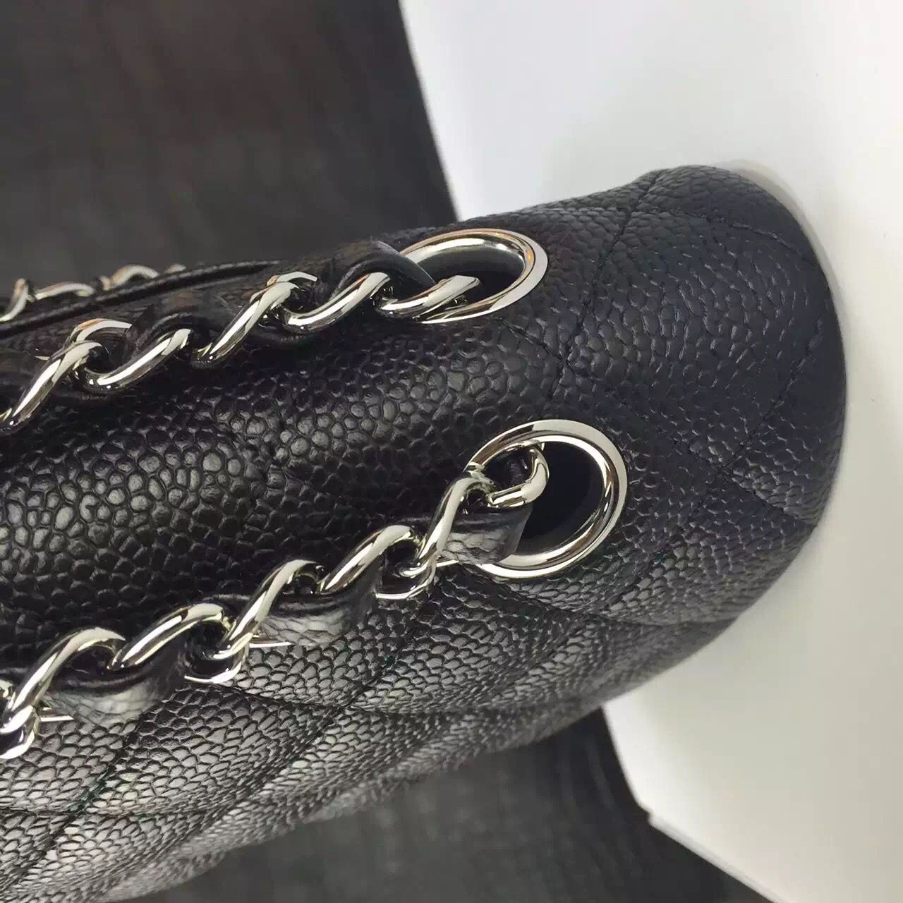 Chanel 2.55 Series Flap Bag Original Lambskin Leather Black Silver 1112 Chanel 2.55 Series Flap Bag Original Lambskin Leather Black Silver 1112