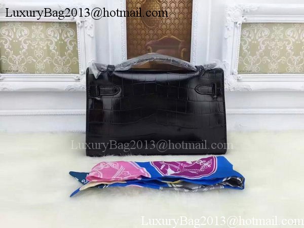 Hermes MINI Kelly 22cm Tote Bag Croco Leather KL22 Black Hermes MINI Kelly 22cm Tote Bag Croco Leather KL22 Black