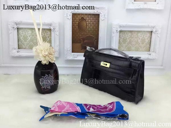 Hermes MINI Kelly 22cm Tote Bag Croco Leather KL22 Black Hermes MINI Kelly 22cm Tote Bag Croco Leather KL22 Black