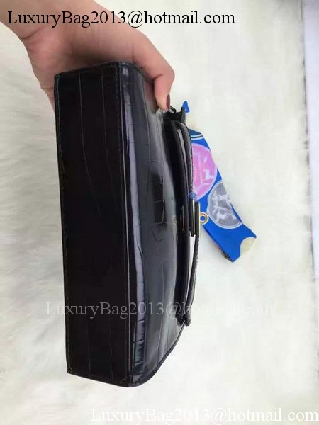 Hermes MINI Kelly 22cm Tote Bag Croco Leather KL22 Black Hermes MINI Kelly 22cm Tote Bag Croco Leather KL22 Black
