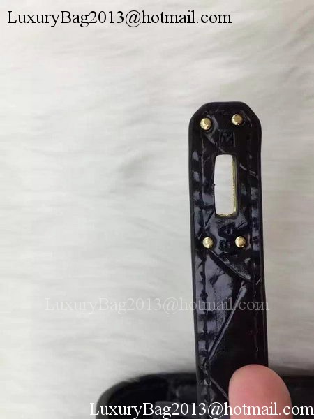 Hermes MINI Kelly 22cm Tote Bag Croco Leather KL22 Black Hermes MINI Kelly 22cm Tote Bag Croco Leather KL22 Black