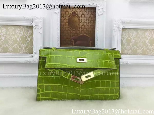 Hermes MINI Kelly 22cm Tote Bag Croco Leather KL22 Cyan Hermes MINI Kelly 22cm Tote Bag Croco Leather KL22 Cyan