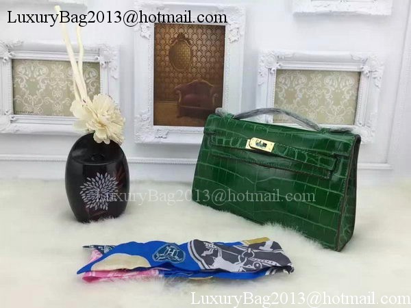 Hermes MINI Kelly 22cm Tote Bag Croco Leather KL22 Green Hermes MINI Kelly 22cm Tote Bag Croco Leather KL22 Green
