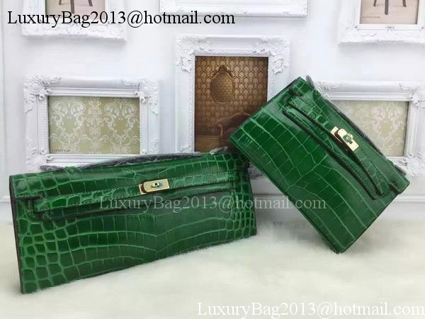 Hermes MINI Kelly 22cm Tote Bag Croco Leather KL22 Green Hermes MINI Kelly 22cm Tote Bag Croco Leather KL22 Green