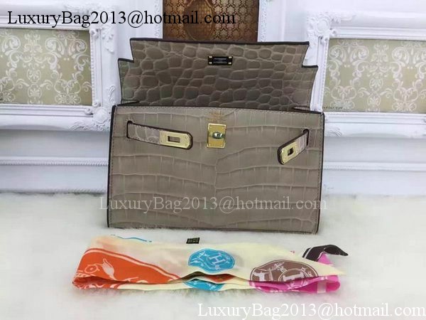 Hermes MINI Kelly 22cm Tote Bag Croco Leather KL22 Grey Hermes MINI Kelly 22cm Tote Bag Croco Leather KL22 Grey