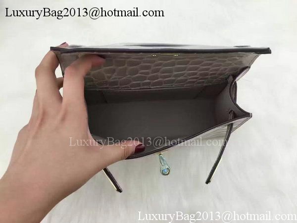 Hermes MINI Kelly 22cm Tote Bag Croco Leather KL22 Grey Hermes MINI Kelly 22cm Tote Bag Croco Leather KL22 Grey
